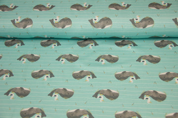 Jersey mit süßen Walen und Möwen, mint, 0,5 m